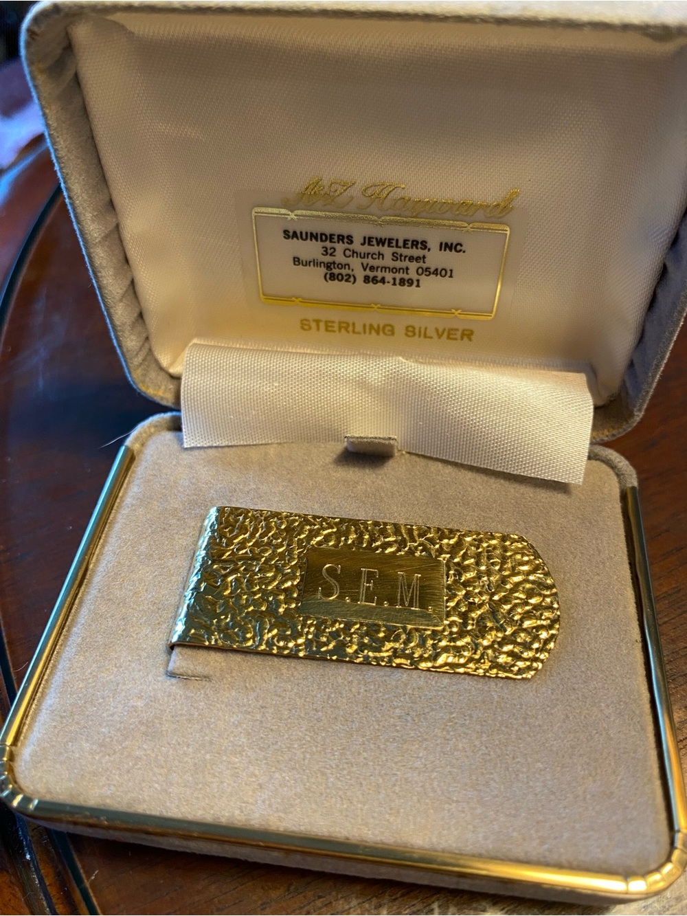 VTG 1/20 14KT Gold Filled Stamped  Money Clip 18g Monogrammed SEM, original